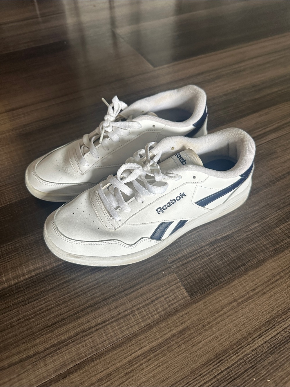 Reebok White Sneakers with Navy Accents